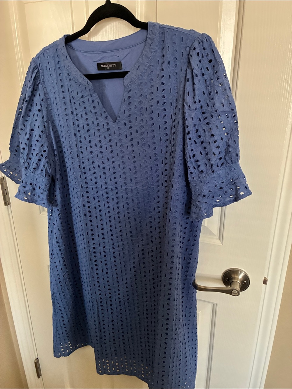 Blue Eyelet Shift Dress XL never worn
